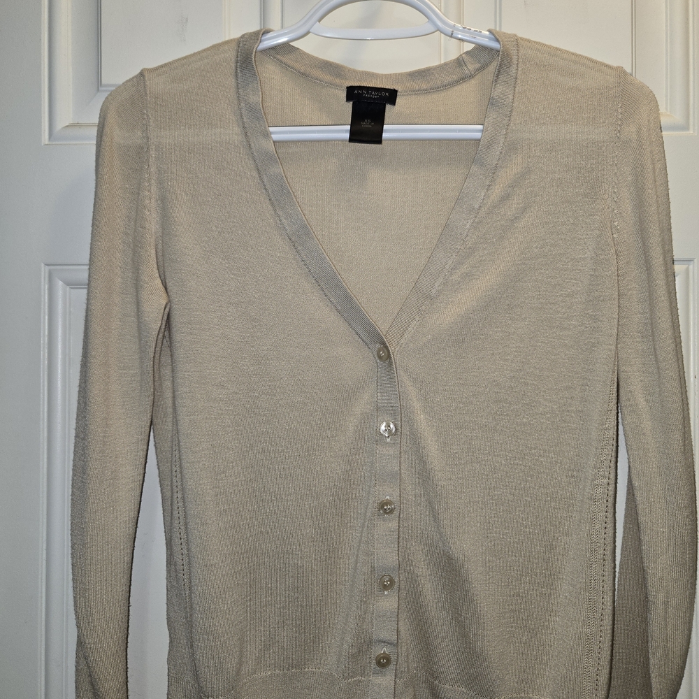 Ann Taylor Factory Beige Cardigan Sweater
